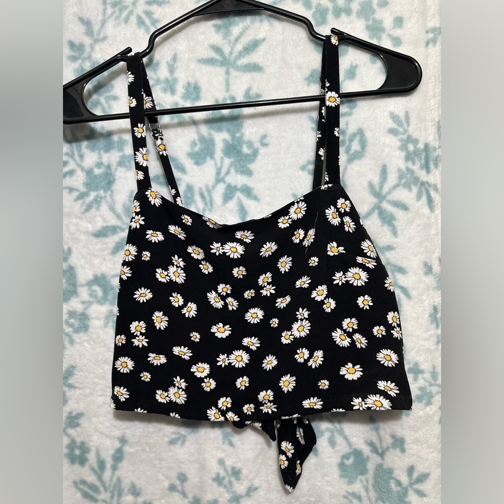 Hollister XS Sunflower Tie In Back Crop Top